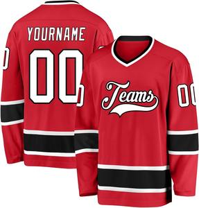 Logo de broderie en sergé d'approvisionnement d'usine équipe professionnelle nom et numéro de joueur en gros maillots de hockey sur glace personnalisés OEM - Product Image 4