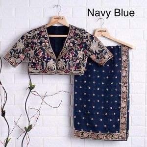 Boutique indienne Georgette tissu Sari pour Festival porter avec broderie Butti travail fantaisie exclusif Blouse la plupart des femmes fille - Product Image 3