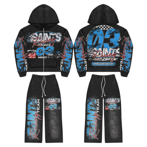 Survêtement Homme Tendance Hiver Décontracté Streetwear Personnalisé 100% Coton Polaire Délavé au Soleil Effet Acide Haute Qualité Respirant - Product Image 2