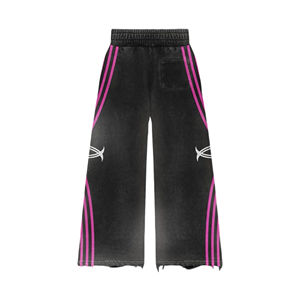 Ensemble survêtement vintage de haute qualité 2025, sweat-shirt et pantalon de survêtement délavés, fermeture éclair, pantalon évasé personnalisé, lavage à l'acide, pour hommes - Product Image 4