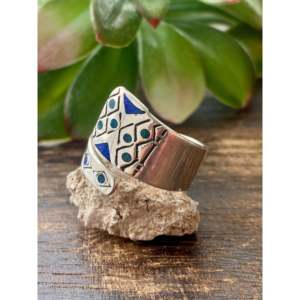 Raymond Begay 10th Size <b>Adjustable</b> Opal & Sterling Silver <b>Ring</b> Rose Gold Plated Invisible Setting 18K Inlay Perfect Gift for Her - Product Image 4