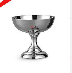 Bol de service à dessert en acier inoxydable en métal fini argenté au look classique pour restaurant et bar d'hôtel - Product Image 1