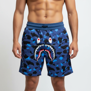 กางเกงขาสั้นตาข่ายผู้ชายพิมพ์ลายพรางสีน้ำเงินลายฉลามแบบซับลิเมชั่นพร้อมโลโก้สั่งทำพิเศษ แห้งเร็ว เหมาะสำหรับการฝึกซ้อมในฤดูร้อน - Product Image 4