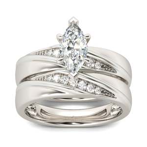 Ensemble de bagues en argent sterling de style Jeulia, coupe marquise diagonale - Product Image 2