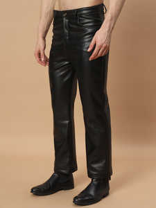 กางเกงลำลองผู้ชายหนัง PU สไตล์วินเทจ Moto & BIKER ระบายอากาศเป็นมิตรกับสิ่งแวดล้อมพร้อมโลโก้ที่กำหนดเองและกระดุมบิน - Product Image 3