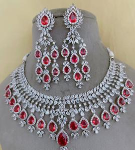 ชุดสร้อยคอเพทายสุดหรูพร้อมต่างหูสำหรับงานแต่งงานงานหมั้นสำหรับผู้หญิง - Product Image 2