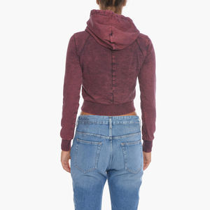 Sudadera Corta con Capucha para Mujer, Estilo Vintage, Oversize, con Bolsillos, de Poliéster/Algodón, 360 Gramos, Lavado Ácido, Desgastada, para Invierno - Product Image 2