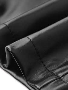 Chaqueta de cuero de otoño invierno personalizada de tendencia superior para mujer con cuello vuelto sólido mangas completas y forro de satén transpirable - Product Image 5