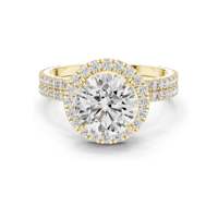 Bague de fiançailles pour femme avec halo de diamants de laboratoire ronds brillants de 2,83 carats, pierres VVS-VS EF CVD, or 18KT/14KT/10KT et argent 925 rose
