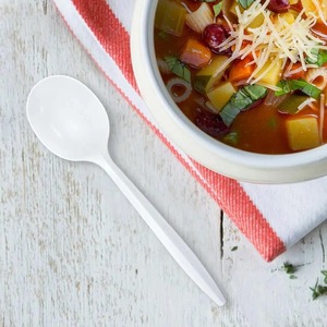 Biocean 6 1/2 "Cuchara de sopa de plástico blanco de peso medio-1000/caja - Product Image 5