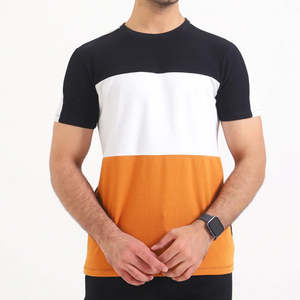 Camiseta informal de manga corta para hombre hecha en fábrica estilo básico Color sólido cuello redondo patrón de algodón diseño antiarrugas transpirable - Product Image 1