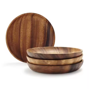 Assiettes en bois de style ferme plat de dîner en bois décoratif Collection d'assiettes en bois traditionnelles par glowin fashion - Product Image 2