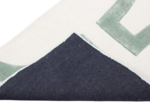 Tapis en laine et Tencel écologique de qualité supérieure, fait main, motif moderne en H, texture haute-basse, vert ivoire, tapis de luxe pour salon - Product Image 5
