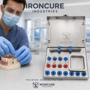 IRONCURE INDUSTRIES Kit de 16 forets chirurgicaux pour implants dentaires 2.0-5.2mm, embouts hexagonaux, broches parallèles, clé à cliquet, mallette métallique - Product Image 4