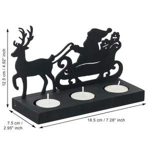 Black Metal Santa Sleigh Tea Light Holder with Reindeer Design 3 Candle Table Decor <b>Christmas</b> Decoration - Product Image 6