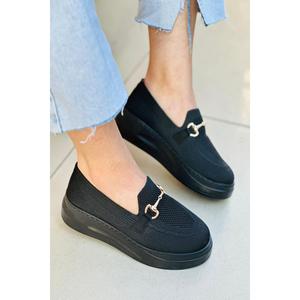 Y401 ballerine da donna con suola alta in lino nero