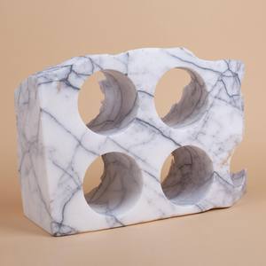 Porte-bouteille en marbre blanc maintient votre bouteille de vin stable et accessible tout en servant de centre de table décoratif - Product Image 2