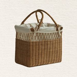 Cesta de Almacenamiento de Ratán Vintage con Asa, Cesta de Mimbre Hecha a Mano para Organización del Hogar, Proveedor Mayorista de Vietnam - Product Image 1