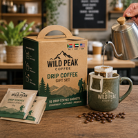 Coffrets cadeaux AT PACK personnalisés pour café, avec sachets individuels de 10 g et boîte cadeau portable imprimée pour torréfacteurs et cafés
