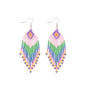 Boucles d'oreilles pendantes en perles de rocaille de qualité supérieure, bijoux modernes, cadeau, perles de rocaille ethniques, boucles d'oreilles pendantes faites à la main, accessoires colorés - Product Image 5