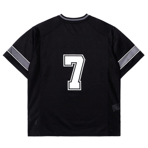 Maillot de football personnalisé Healy en mesh noir, col en V, manches courtes, anti-transpiration, pour homme adulte, numéro 7 imprimé - Product Image 2