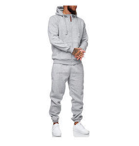 Ensemble survêtement personnalisé en molleton brossé épais 480GSM pour homme, sweat à capuche zippé et pantalon, bleu marine uni, tenue streetwear d'hiver épaisse - Product Image 1
