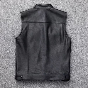2026 Motorcycle <b>Vest</b> Leather Custom <b>Mens</b> Cowhide Genuine a Grade Leather Motorbike Waistcoat Biker Leather <b>Vest</b> with OEM - Product Image 3