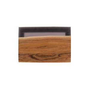 Ensemble de 3 tables basses gigognes en bois d'acacia, époxy et fer, style industriel antique, écologiques, fabriquées à la main, meubles de maison en provenance d'Inde - Product Image 4