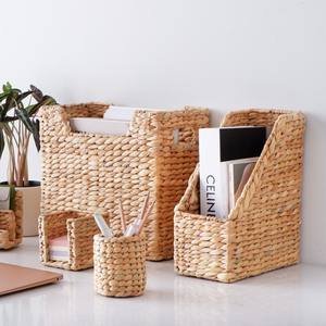 Luxurious Cardboard Magazine Holder Natural Water Hyacinth <b>A4</b> File <b>Folder</b> Newspaper Bookshelf Storage Racks - Product Image 3