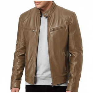 Chaqueta Casual de PU para Motocicleta para Hombre, Ajuste Delgado, con Capucha, Largo Regular, Solapa, Cremallera Frontal, Cortavientos, Servicio OEM, Algodón en la Parte Delantera - Product Image 1