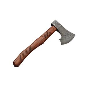 Hache en acier Damas faite à la main pour le camping en plein air Hachette forgée de haute qualité avec manche en bois de rose Fourreau en cuir Haches personnalisées DIY - Product Image 1