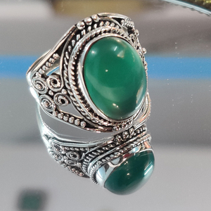 Bague en argent Sterling 925 onyx vert fait à la main, bague en agate verte, bague Design en argent, vente en gros - Product Image 5