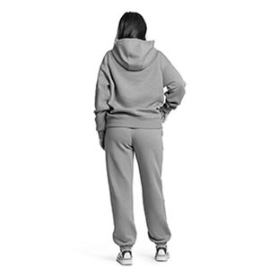 High Quality Custom Women's Warm Winter 100% Cotton Tracksuit Set Pullover Casual Sweat Suit - Product Image 4