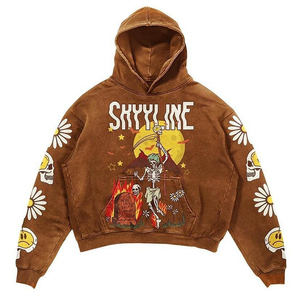 Custom Acid Wash Zip Hoodie Unisex Essentials Algodón Cremallera en blanco Streetwear Oversized Double Zipper Heavyweight Zipup Hoodies XXS - Product Image 3