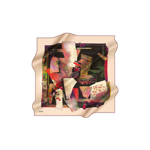 Beige Silk Twill Printed <b>Square</b> <b>Scarf</b> for Spring Autumn Party - Product Image 1