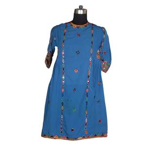 Handmade Embroidered <b>Antique</b> Afghani Banjara Dress - Comfortable Vintage Clothing <b>For</b> <b>Sale</b> Vintage Handmade Embroidery Bohemian - Product Image 4