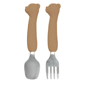 Juego de tenedor y cuchara de silicona de acero inoxidable para destete de bebé (BLW) - Product Image 4