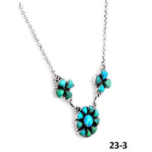 Collier artisanal du sud-ouest à motif floral Émeraude Verte avec turquoise eau blanche et argent sterling, idéal pour un cadeau - Product Image 3