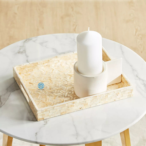 Elegante bandeja redonda para servir de nácar de concha de Capiz, elementos decorativos esenciales fiables para exhibir alimentos en casa - Product Image 5