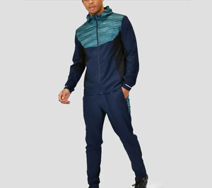 ชุดวอร์มผู้ชายแบบมีฮู้ดสำหรับฤดูหนาว ผ้าทึบ แต่งแถบสะท้อนแสง ไซส์ใหญ่ สีดำ/เทา ชุดกันลม ผ้าโพลีเอสเตอร์/คอตตอน - Product Image 1