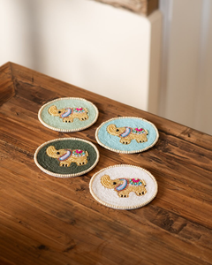 Custom Designed Embroidery Coasters with Beaded Detailing Vintage Drink Coaster for Home Bar for <b>Parties</b> - Product Image 3