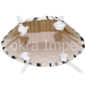 Fashionable Designer Women's <b>Tote</b> with Twisted Cotton Rope Handle Stripe Print Design 12 Oz Natural <b>Canvas</b> <b>Tote</b> <b>Bag</b> - Product Image 6