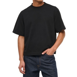 Hot selling Men Crop Length Boxy fit T-shirt 100% Cotton Streetwear Oversized <b>Tshirt</b> for Men Custom Blank Logo T Shirt for Men - Product Image 1