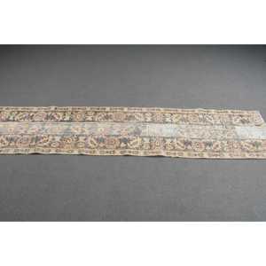 Vintage Runner Rug 1.8x8.1 ft, Turkish <b>Brown</b> Abstract <b>Wool</b> Rug - Product Image 2
