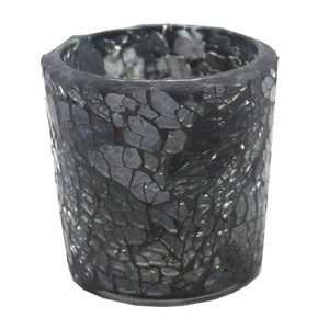 Vente chaude De Noël Verre Décoratif À La Main Blanc Et Argent Antique En Forme Ronde Votive Titulaire À La Main Personnalisé - Product Image 5