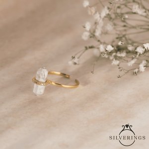 NOVAMART Fine Silverings 925 Sterling Silver Romantic Hexagon <b>Adjustable</b> <b>Ring</b> Rose Gold and Plated with Inlay Zircon Gift Wholes - Product Image 3