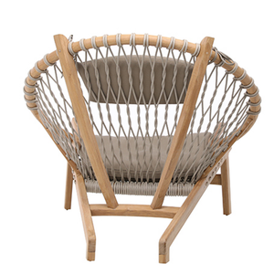 Silla Redonda de Madera de Teca de Estilo Moderno con Cuerda Tejida y Cojín para Decoración de Muebles para el Hogar - Product Image 3