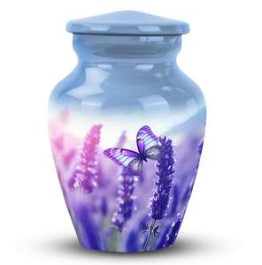 Urna de cremación de mariposa, memorial de la naturaleza para cenizas humanas, urna de memoria, urna Floral de mariposa púrpura, recuerdo funerario de simpatía - Product Image 4