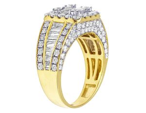 Venta caliente VVS Clarity Moissanite redondo y Baguette Diamante tachonado en S925 anillo de plata para hombres personalizado Iced Out Hip Hop joyería - Product Image 4