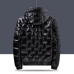 Veste de canard pour homme épaisse et chaude Hip Hop Streetwear Manteau bouffant Col à capuche Tissu brillant Randonnée en plein air à la mode Look couplé - Product Image 3